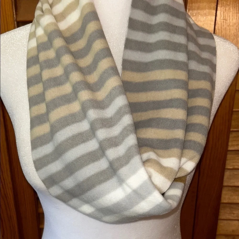 Striped Beige and Gray Women's Scarf